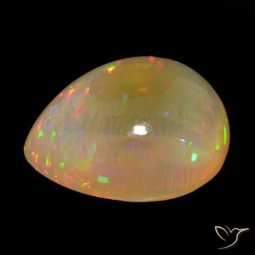 Opale Multicolore naturelle En forme de poire, 24.54 ct, Transparent