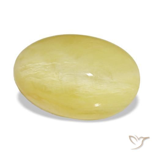 Opale jaune naturelle coupe ovale, 5,95 ct, opaque