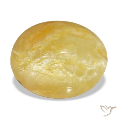 Opale jaune naturelle coupe ovale, 7,90 ct, opaque