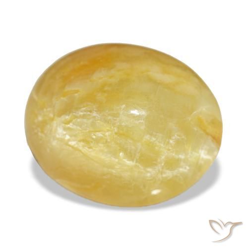 Opale jaune naturelle coupe ovale, 7,90 ct, opaque