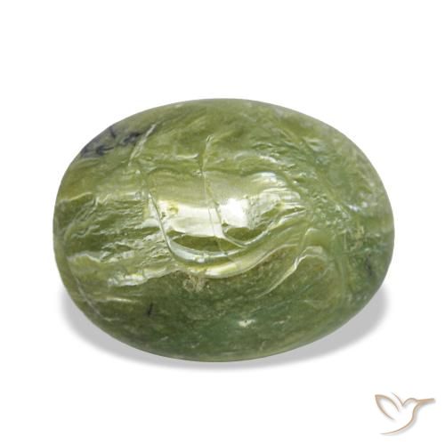 Opale vert naturelle coupe ovale, 1,90 ct, opaque