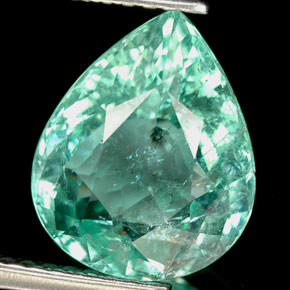 Tourmaline paraíba vert naturelle en forme de poire, 3,31 ct, SI