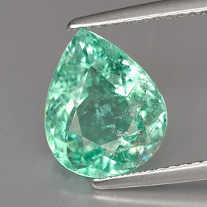 Tourmaline paraíba vert naturelle en forme de poire, 3,31 ct, SI
