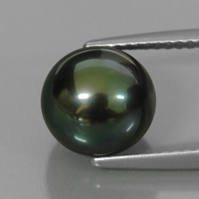 Perle vert naturelle sphère / boule, 4,56 ct, opaque