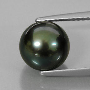 Perle vert naturelle sphère / boule, 4,66 ct, opaque