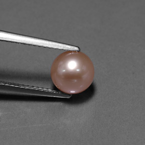 Perle rose naturelle sphère / boule, 2,98 ct, opaque