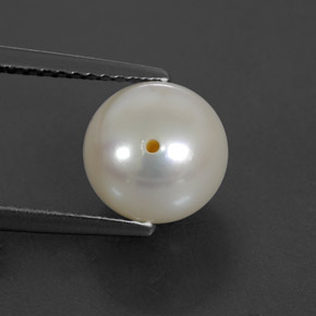 Perle blanc naturelle sphère / boule, 3,93 ct, opaque
