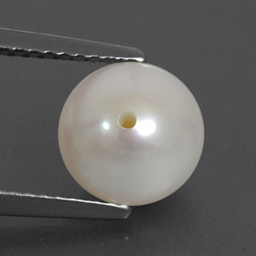 Perle blanc naturelle sphère / boule, 3,36 ct, opaque