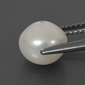 Perle blanc naturelle sphère / boule, 3,36 ct, opaque