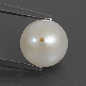 Perle blanc naturelle sphère / boule, 3,49 ct, opaque