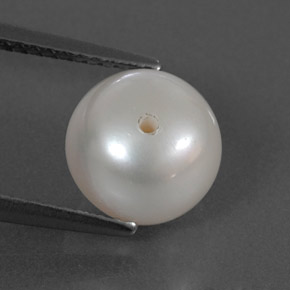 Perle blanc naturelle sphère / boule, 4,24 ct, opaque