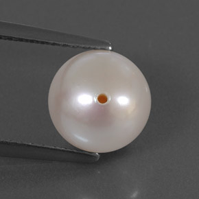 Perle blanc naturelle sphère / boule, 3,35 ct, opaque