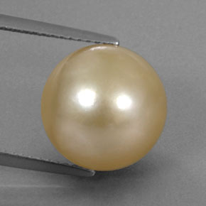 Perle jaune naturelle sphère / boule, 12,49 ct, opaque