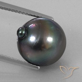 11.55ct Naturel Gris foncé perle, Fantaisie, Opaque, Photo A
