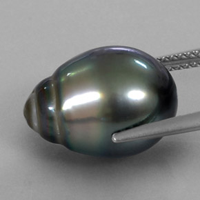 Perle gris naturelle forme fantaisie, 10,38 ct, opaque