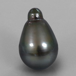 Perle gris naturelle en forme de poire, 13,94 ct, opaque