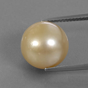 Perle jaune naturelle sphère / boule, 12,37 ct, opaque