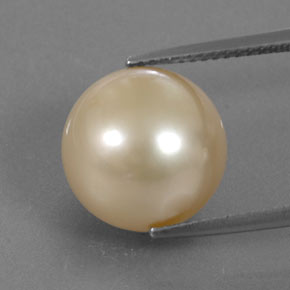 Perle jaune naturelle sphère / boule, 13,84 ct, opaque