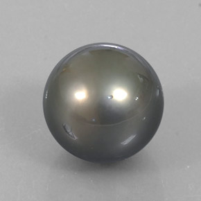 Perle gris naturelle sphère / boule, 12,75 ct, opaque