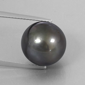 Perle gris naturelle sphère / boule, 12,75 ct, opaque