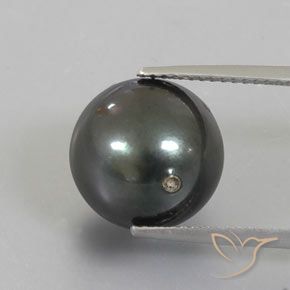 13.49ct Naturel Gris foncé perle, Sphère / Boule, Opaque, Photo A