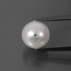 Perle blanc naturelle sphère / boule, 3,93 ct, opaque