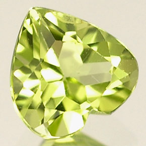 Péridot vert naturelle forme de coeur, 0,50 ct, VVS-VS