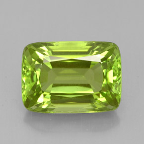 Péridot vert naturelle coupe coussin, 5,74 ct, VVS