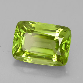 Péridot vert naturelle coupe coussin, 5,74 ct, VVS