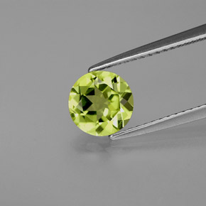 Péridot vert naturelle coupe roude, 1,21 ct, VS