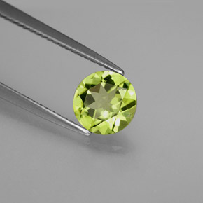 Péridot vert naturelle coupe roude, 1,21 ct, VS