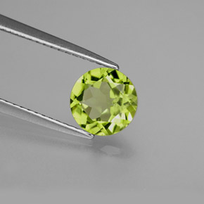 Péridot vert naturelle coupe roude, 1,35 ct, VS