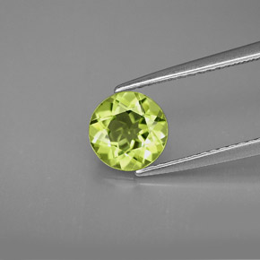 Péridot vert naturelle coupe roude, 1,21 ct, VVS-VS