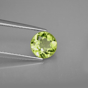 Péridot vert naturelle coupe roude, 1,21 ct, VVS-VS