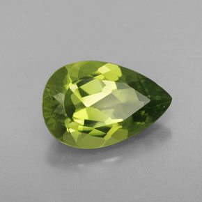 Péridot vert naturelle en forme de poire, 3,44 ct, VVS