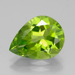 Péridot vert naturelle en forme de poire, 4,02 ct, VVS-VS
