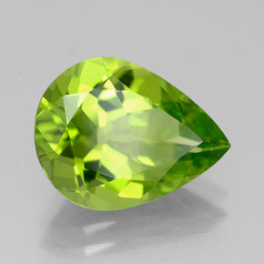 Péridot vert naturelle en forme de poire, 4,02 ct, VVS-VS