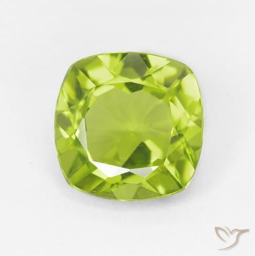 Péridot vert naturelle coupe coussin, 2,72 ct, VS