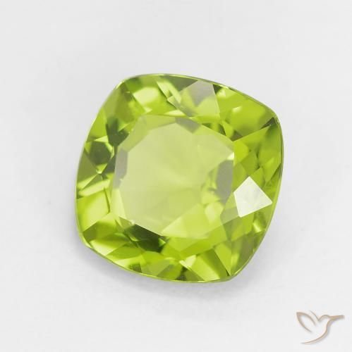 Péridot vert naturelle coupe coussin, 2,72 ct, VS