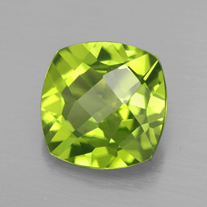 Péridot vert naturelle coupe coussin, 2,50 ct, VS