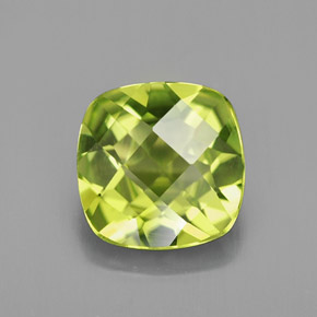 Péridot vert naturelle coupe coussin, 1,90 ct, VVS-VS