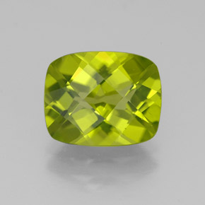 Péridot vert naturelle coupe coussin, 3,17 ct, VS