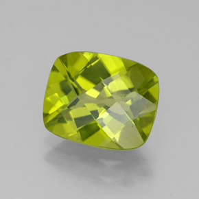 Péridot vert naturelle coupe coussin, 3,17 ct, VS