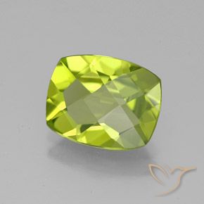 Péridot Vert jaunâtre naturelle Coussin, 2.58 ct, VS