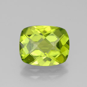 Péridot vert naturelle coupe coussin, 3,03 ct, VS