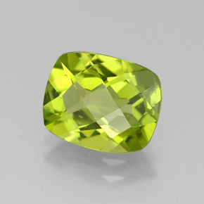 Péridot vert naturelle coupe coussin, 3,03 ct, VS