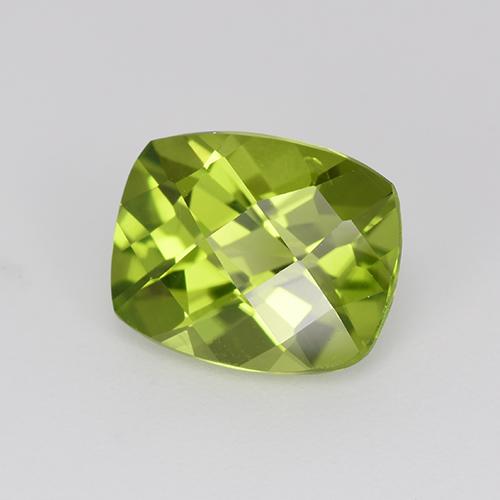 Péridot vert naturelle coupe coussin, 2,94 ct, VS
