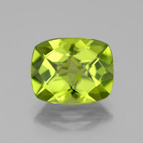 Péridot vert naturelle coupe coussin, 3,08 ct, VS-SI