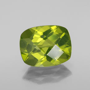 Péridot vert naturelle coupe coussin, 2,88 ct, VS