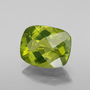 Péridot vert naturelle coupe coussin, 2,88 ct, VS
